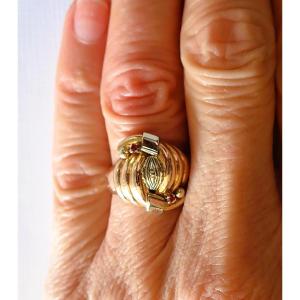 Art Deco Ring In Rose And White 18-carat Gold