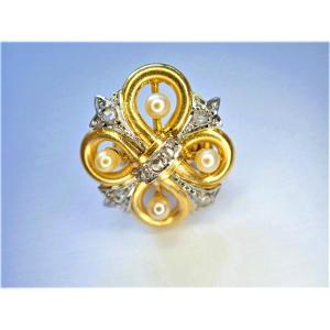 Napoleon III 18-carat Gold Slide Set With Diamonds And Pearls