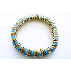 Art Deco Diamond And Enamel Bracelet