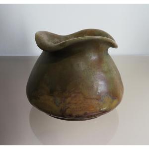 Small Art Nouveau Vase In Flamed Stoneware.