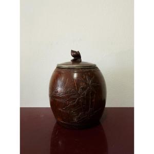 Tobacco Pot Made From Finely Carved Coconut.