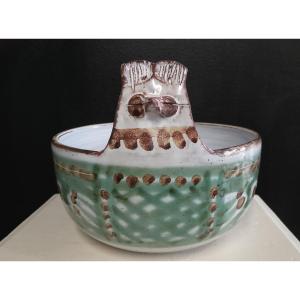 Large Zoomorphic Bowl By Michel Barbier ( Vallauris ).