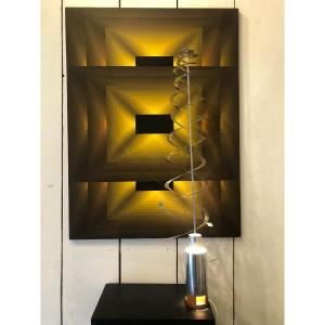 Kinetic, Geometric Painting, Oil On Canvas By Xavier Vanholsbeek, Dated 1986
