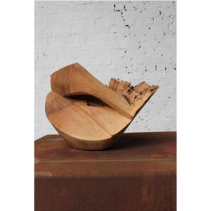 Free-form Chestnut Wood Sculpture By Roland Lavianne (1948-2022)
