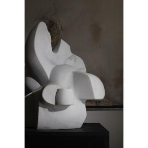 White Carrara Marble Sculpture By Belgian Sculptor Pol Spilliaert (1935-2023)