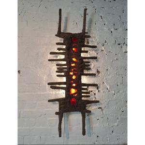 Wall Sculpture Or Light Fixture, Unique Piece Created By Jules Dewaele Alias Pia Manu