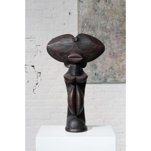 Burnt Wood Totem Sculpture By Belgian Sculptor Jacky De Mayer