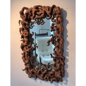 Mirror Surrounded By A Mangrove Root Frame