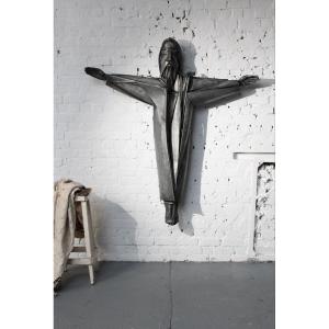 Christ (height 160 Cm) By The Belgian Sculptor Roger Bonduel (1930-2019) In Welded Steel 