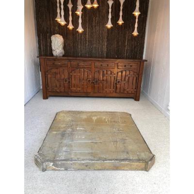 Large Plinth, Pedestal, 19th Century, In Polychrome Wood