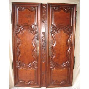 Pair Of Regency Period Paneled Doors In 18th Century Fruitwood
