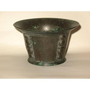 Small Bronze Mortar With Buttresses, 18th Century Origin Loire Valley
