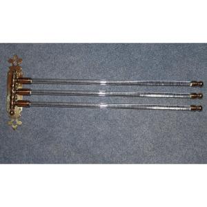 Towel Holder With 3 Branches In Glass And Brass Mid 20th