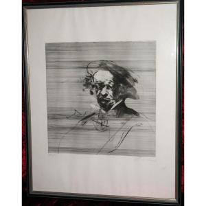 Claude Weisbuch (1927-2014) Original Drypoint Portrait With Beret