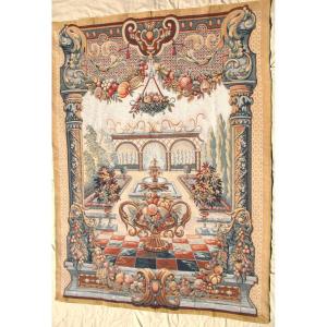 Large Halluin Tapestry In Loiselles Stitch - Le Jardin De Bagatelle - D: 175 X 235 Cm