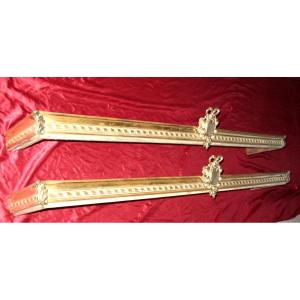 Pair Of 19th Century Bronze Bed Valances Or Canopy In Louis XVI Style