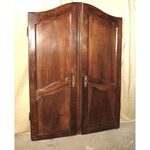 Pair Of Louis XV Style Walnut Paneled Doors, 19th Century