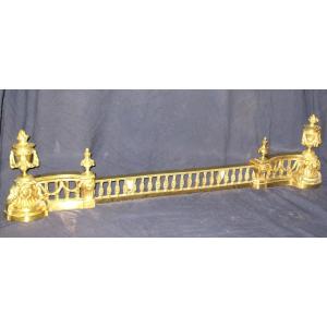 Fireplace Bar, Louis XVI Style Bronze Fire Bar, 19th Century