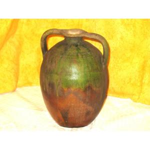 Sandstone Amphora From Mas Saintes Puelles (aude) Signed By Jean Perrutel Late 19th Century