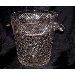 20th Century Cut Crystal Champagne Bucket Decorated With Diamond Points