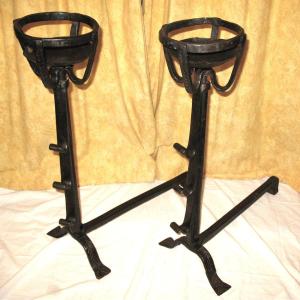 Pair Of 18th Century Wrought Iron Andirons Origin Périgord