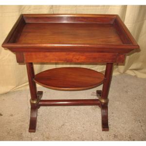 Empire Mahogany Work Table Cabaret Top 19th Century