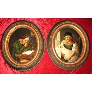 Johann Balthasar Bauer (1811-1883) Pair Of Framed Oil Portraits On Canvas