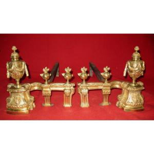 Pair Of Louis XVI Bronze Landier Andirons From The Early 19th Century Of Rare Quality