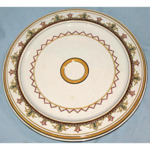 Large Navel Dish In Sarreguemines Earthenware, 19th Century Paul Utzschneider