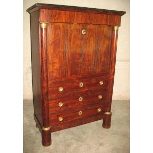 Empire Period Mahogany Secretary With Cloverleaf Locks And Bronzes