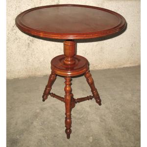 Restoration Period Tripod Pedestal Table In Solid Cherry Wood 19th
