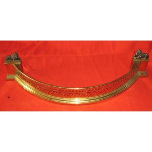 Fireplace Front, Bronze Arched Fireplace Bar With Pair Of Lions, 19th Century
