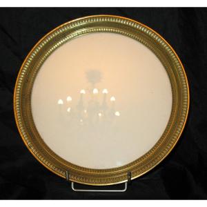 Large Round Bronze Frame In Empire Style, 19th Century D: 28.5 Cm