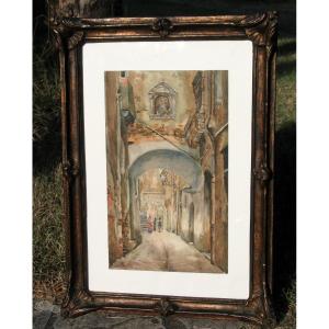 San Remo Italy Watercolor Signed By Riccardo Guidorizzi Framed