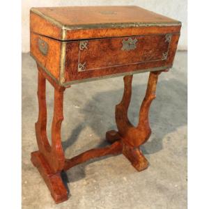 Charles X Transformable Travel Desk In Burr Walnut, 19th Century
