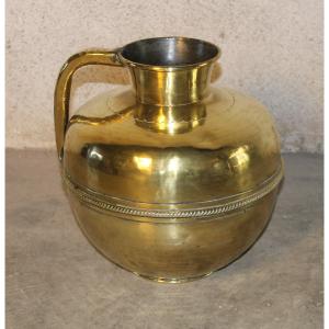 Normandy Brass Milk Pitcher, 19th Century H: 36.5 Cm