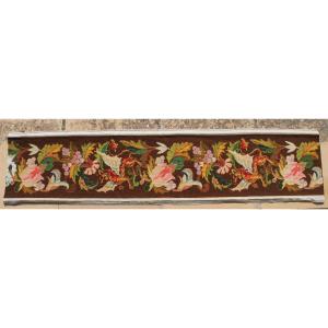 Renaissance Style Tapestry Valance With Griffins, Grape Bunches And Flowers