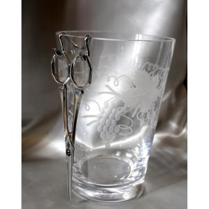 Engraved Glass Grape Bucket Complete With Scissors