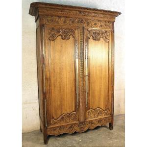 Norman Carved Oak Wardrobe, Saint Lô Origin, 19th Century