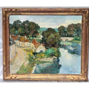 Landscape Of Charente Oil On Canvas Framed Signed By Pierre Langlade 20th Century