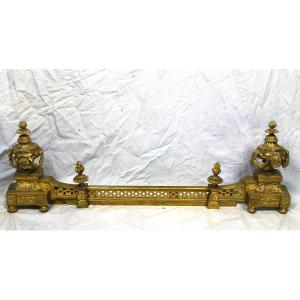 Louis XVI Style Bronze Fireplace Mantel Guard, 19th Century