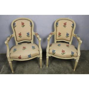 Pair Of Transition Style Cabriolet Armchairs From The 20th Century