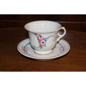 Louis-philippe Style Chocolate Cup In Paris Porcelain With Floral Decoration, 19th Century