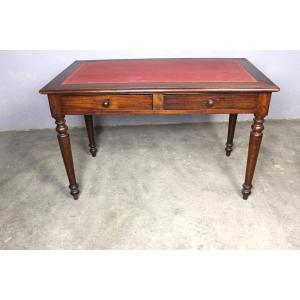 Louis Philippe Style Mahogany Flat Desk, Mid-19th Century
