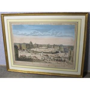 Optical View Of The Royal Palace Of Versailles, 18th Century, Framed