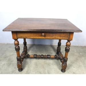 Louis XIV Style Walnut Writing Desk With One Drawer, 18th Century