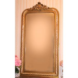 Louis Philippe Period Mirror In Wood And Gilded Stucco, 19th Century