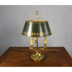 Empire Style Chased Bronze Bouillotte Lamp With 3 Light Arms