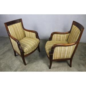 Pair Of Fruitwood Bergères 19th Century Empire Period