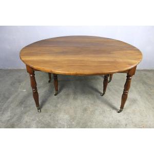 Solid Walnut Dining Table With 6 Jacob Legs 19th Century Restoration Period